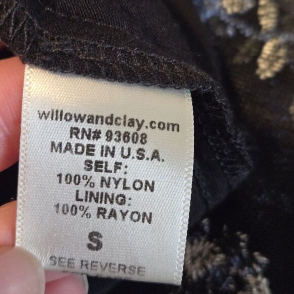 Anthropologie Willow & clay Lace Sheer Dress Embroidered Sz S Floral Black/blue - Picture 12 of 12